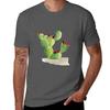 Prickly Pear Cactus Watercolor Illustration Tshirt Basic Solid Color Short Sleeve Cotton Top