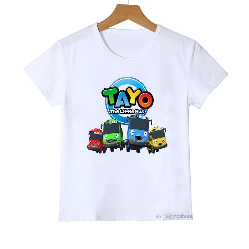T-shirt for Boys Tayo and Little Friends Car Cartoon Print Boys T-Shirt Summer Girks Shirt Fashion Toddler Shirt ShortSleeve Top