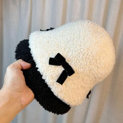 Fisherman Hat Women's Autumn and Winter Warm Plush Bucket Hat Versatile Japanese Lamb Velvet Basin Hat