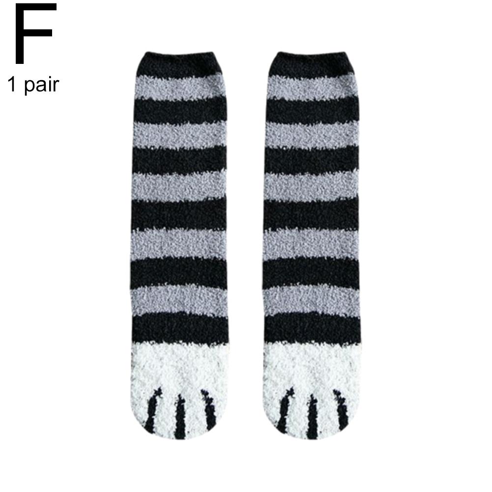 Plush Winter Funny Cute Style Animal Cat Paw Cartoon Pattern Women Cotton Socks Super Soft For Female House Sleeping Floor Sox
