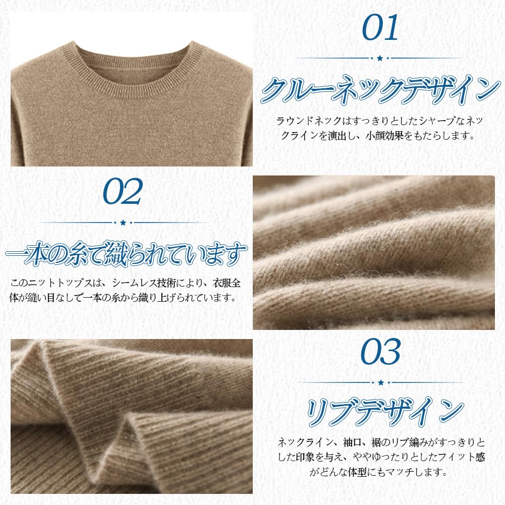 ANGJ Knit Round Neck Solid Long Knit Cut and Winter Women's Sweater, Top, Innerwear, [Warm/Slimming/Versatile/Stretch] Soft, Color, Sleeves, Casual,