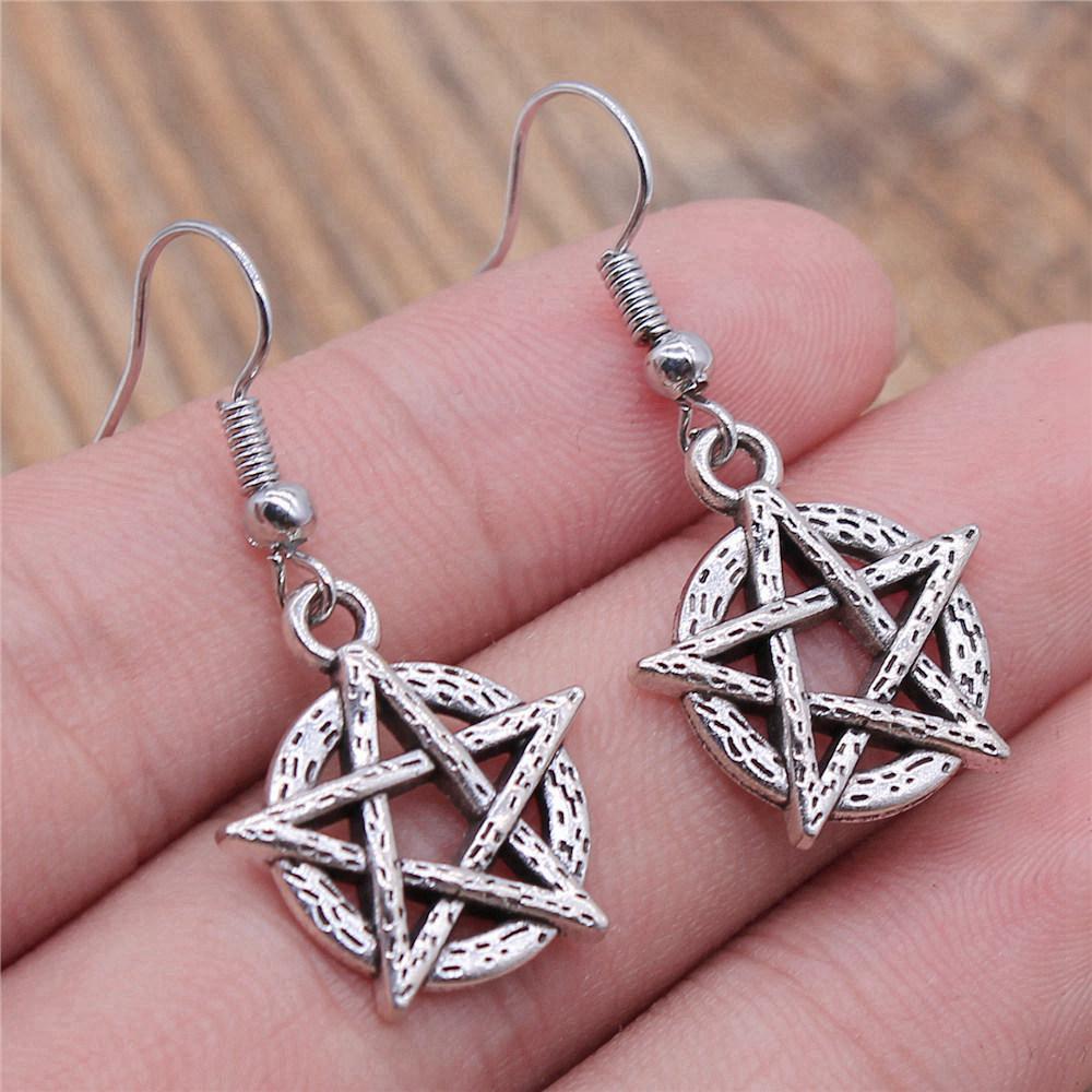 Bohemian Hot-Sale Star Moon Pentagram Circle Dangle Earrings Memorable Wedding Gift for Daily Style