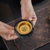 Portable Ceramic Sandalwood Incense Burner: Golden Bowl Ornament & Incense Plate