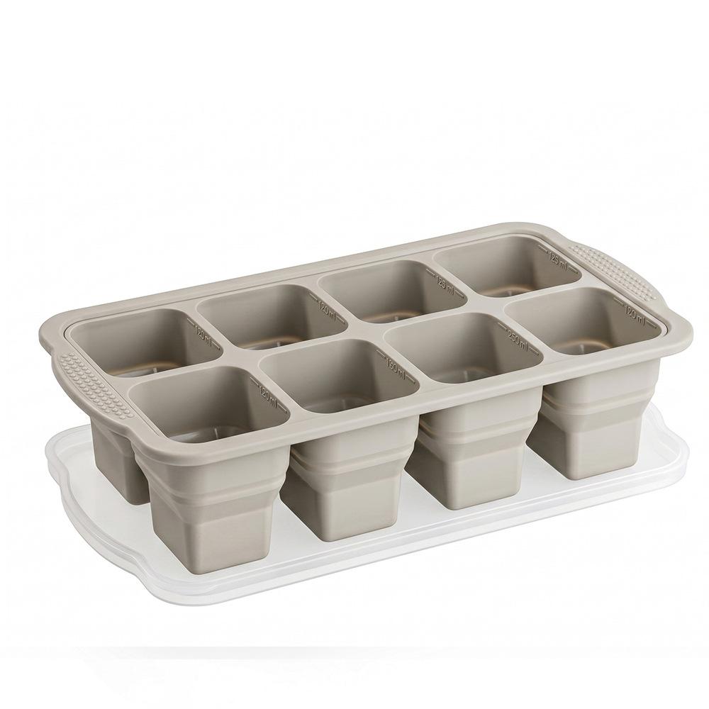 Silicone mold for frozen soup, ice tray, household food storage box, fresh-keeping box, frozen tray with lid