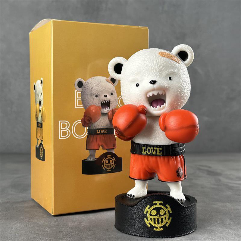 One Piece Bepo Bear Boxing Gloves Anime Figure Statue - Cute Desktop Ornament