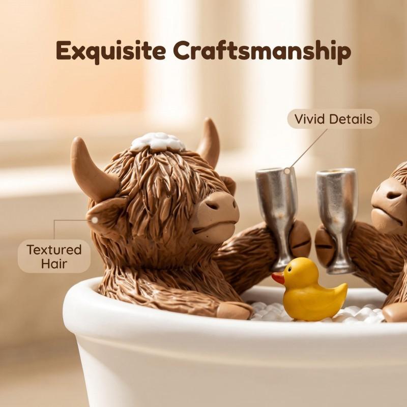 Highland Cow Bathtub Resin Craft Ornament Cute Animal Figurine Home Decor Gift All Occasions