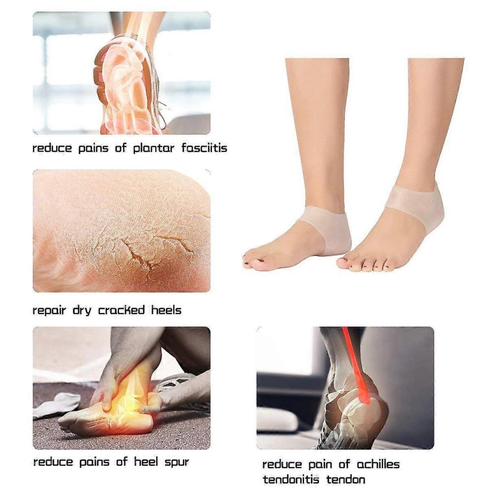 5 Pairs Gel Heel Sleeves, Breathable Silicone Heel Socks Protectors To Repair Dry Cracked Heel and Reduce Pains