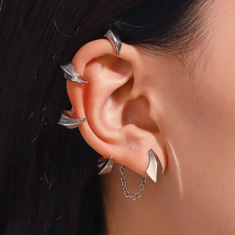 Punk Devil Claw Cosplay Teenagers Ear Clips No Ear Holes Gothic Women Earrings Hip Hop Ear Cuffs Studs Halloween Party Jewelry