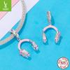 S925 Sterling Silver Pink Earphone Pendant, Exquisite And Sweet Diy Beaded Bracelet Jewelry Accessories