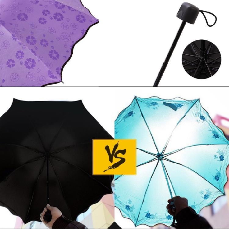 Blühender im Wasser Regenschirm 3-fach faltbare Sonnenschirme Tragbare Sonnenschirme für Reisen und Outdoor-Aktivitäten Damengeschenk