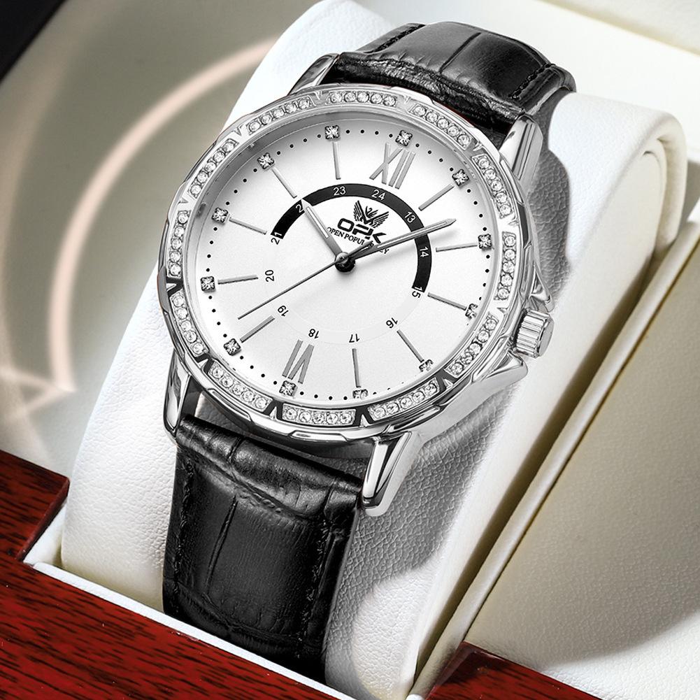 

OPK Brand Watch Men s Master Moon Phase Business Waterproof Luminous Leather Men s Quartz Watch