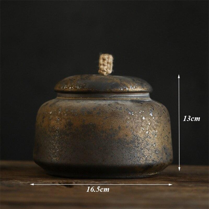 Ceramic Tea Caddies Coarse Pottery Moisture-proof Canisters Sealed Can Storage Tank Food Container
