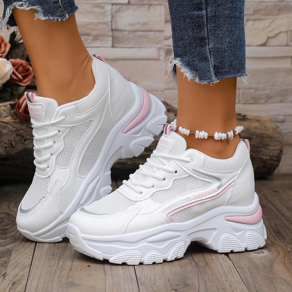 Fashion New Comfortable Thick-Soled Walking Shoes Spring/Autumn Round Head Mesh Breathable Sexy Casual Sneakers For Women
