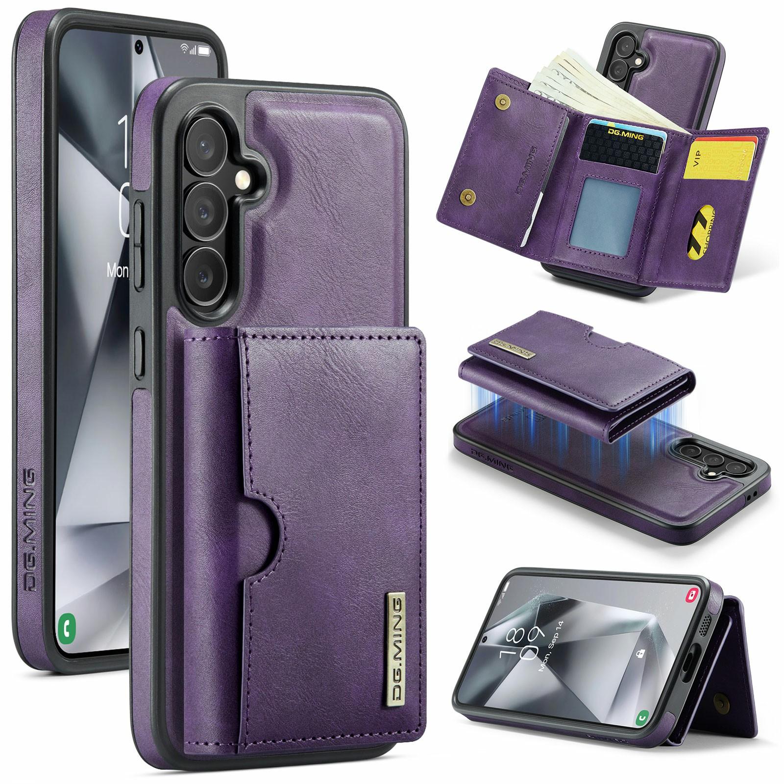 

DG.MING M6 Series For Samsung Galaxy S24 FE Case Magnetic Wallet PU+PC+TPU Phone Cover Purple