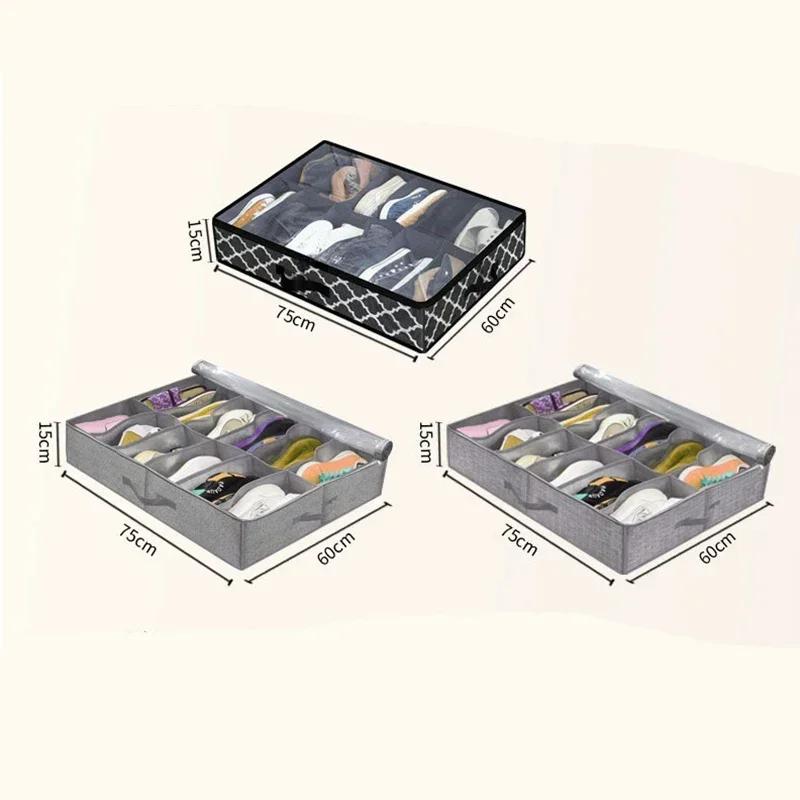 1Pc Closet Bed Shoe Storage Boxes Foldable Underbed Shoesorganizer Containers Under Bed Storage Bags Home Shoe Rack Organizer