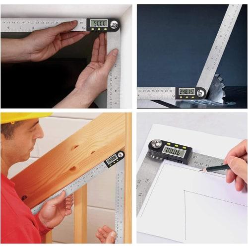 Pomya Digital Protractor, 0-300mm Stainless Steel Electronic Protractor, Digital Goniometer, 360 Angle Finder, Miter Gauge Ruler, Length and Angle Me