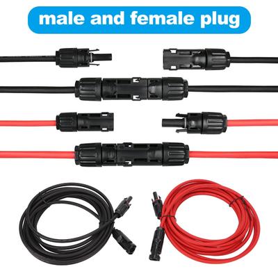 1 Pair Practical 12AWG Solar Panel Wire 4mm² Black&Red Photovoltaic System Cable Solar Extension Cable Solar Panel Connection