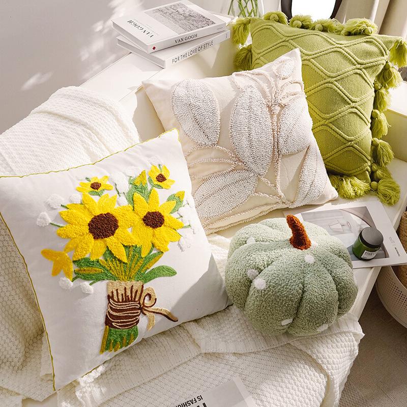 Sunflower Sofa Pillow 45x45 Pastroal Pillowcase for Home Decoration Throw Pillows Easy To Disassemble and Wash Cushions