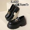 Leather platform children thick heel small leather shoes muffin single shoes cm height increase small women's shoes