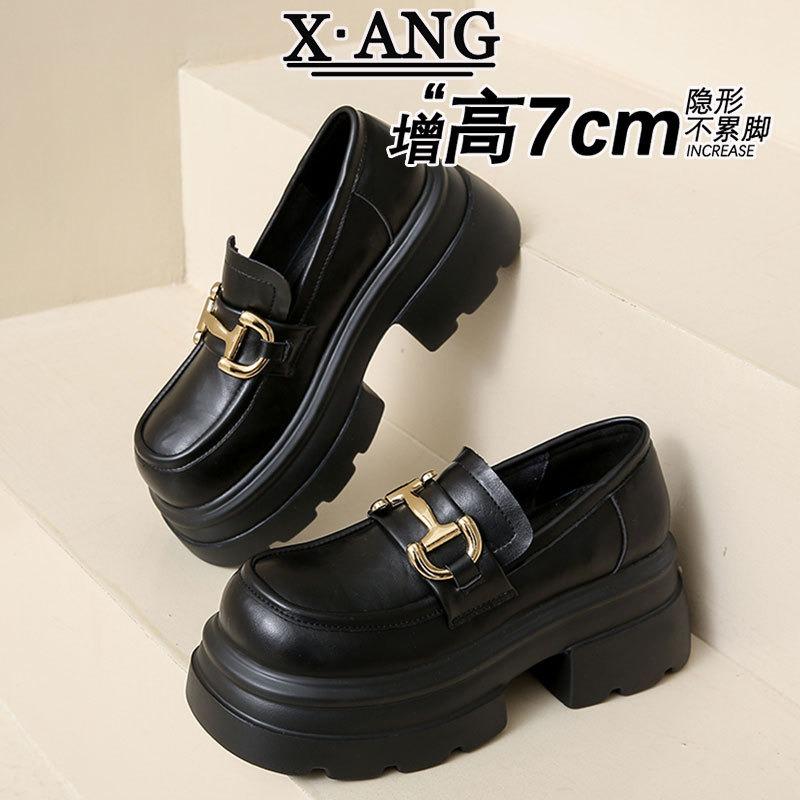 Leather platform children thick heel small leather shoes muffin single shoes cm height increase small women's shoes
