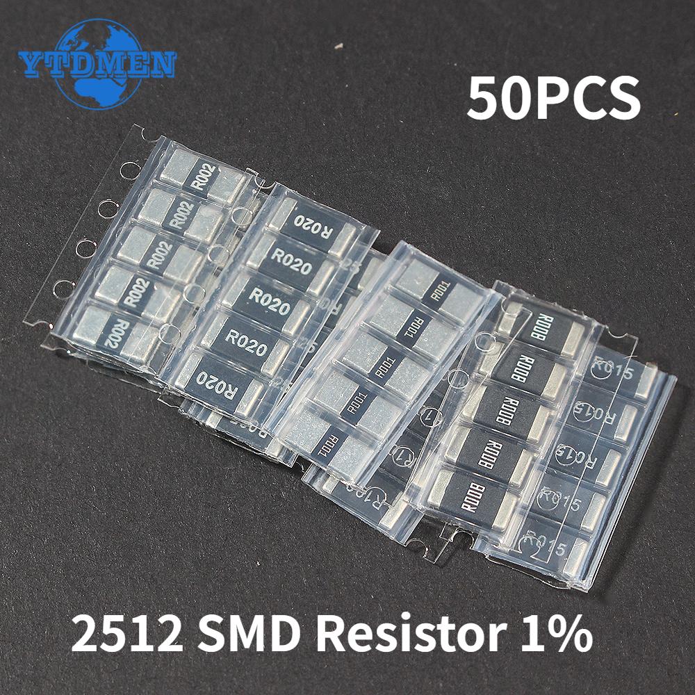 

50 ШТ 2512 SMD Резистор 1% 0.001R ~ 0.1R R001 Сплавний Опір Асорті Набір R002 R005 R008 R010 R015 R020 R025 R050 R100 чорний