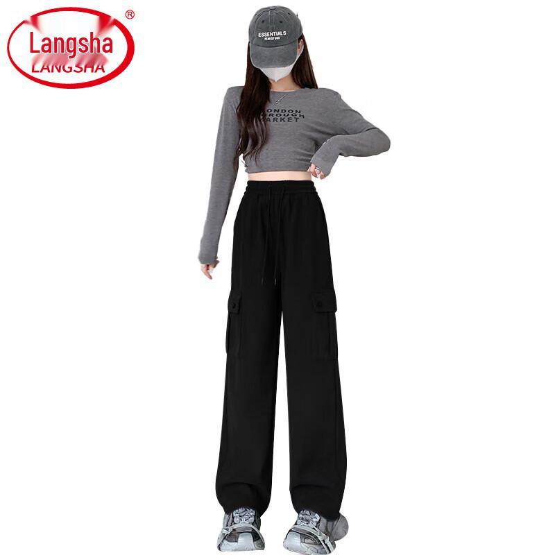

Langsha Fleece-Lined Loose Straight-Leg Cargo Pants L