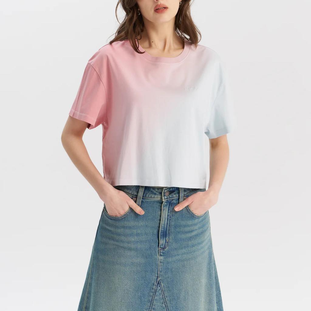 Levis Comfortable Gradient Embroidered Logo Short Sleeve T-Shirt Women T-Shirts 002YS-0001