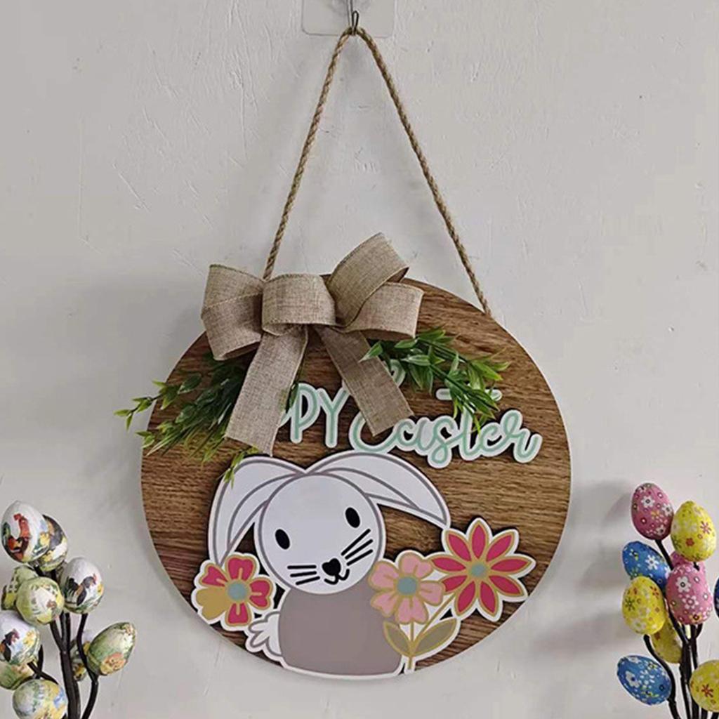 2024 Easter Wooden Sign Easter Bunny Decorative Hanging Outdoor Patio Door Hanging