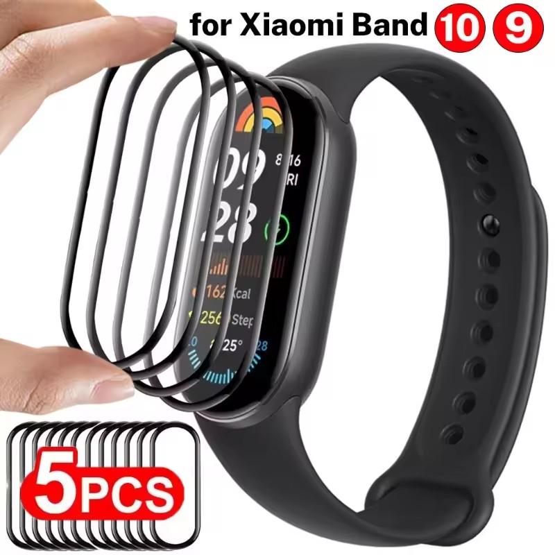 1-5PCS for Xiaomi Miband 10 Screen Protectors 9D Curved Full Coverage Anti-Scratch Protective Films for Mi Band 9 Watch Cover