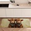 Highland Cow Kitchen Rug Farm Mother and Baby Cow Pattern Non Slip Floor Mat for Kitchen Rustic Country Home Decor