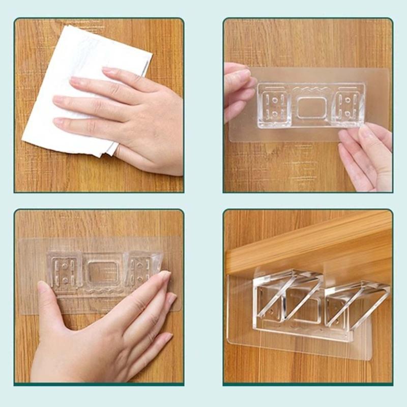 Shelf Support Adhesive Pegs Closet Partition Bracket Cabinet Support Clips Wall Hangers Sticker for Kitchen Bathroom