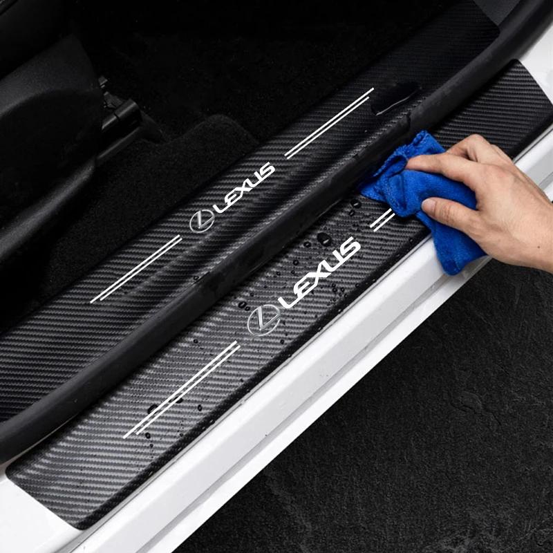 Pro Lexus F SPORT ES RX NX LS UX LM LX GX LC RZ IS CT GS RC HS S 5ks Samolepky na prahy dveří auta z uhlíkových vláken Ochranné samolepky na auto