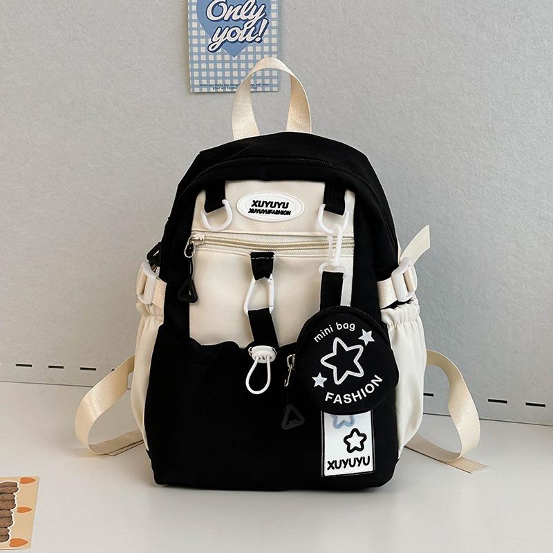 Schoolbag Cream Wind Campus Middle and High School Schoolbag Versatile Large Capacity Color Matching Leisure Ridge Backpack Travel Going Backpack