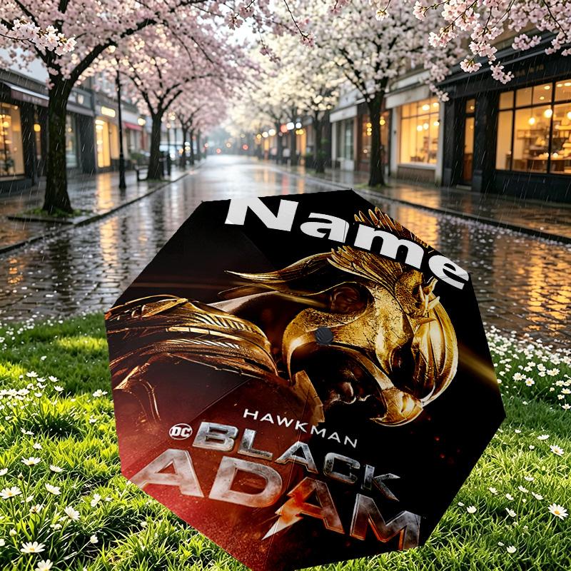 Custom Name Personalized Superhero Movies Print Umbrella, Auto Open Close, 8‑Rib Sturdy Frame, Commute Camping Hiking Use, Birthday Gift