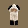 Cute cartoon Pacha plush puppy hooded scarf winter warm gloves hat ears scarf integrated three-piece set