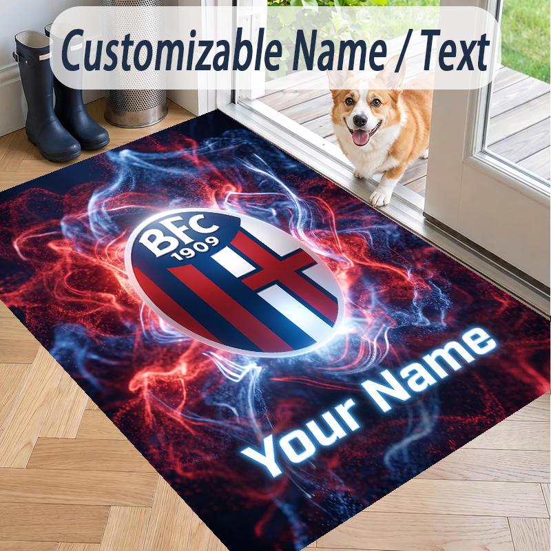 Custom Text Printed Rug Bologna FC Non Slip Floor Carpet For Home Room Decor
