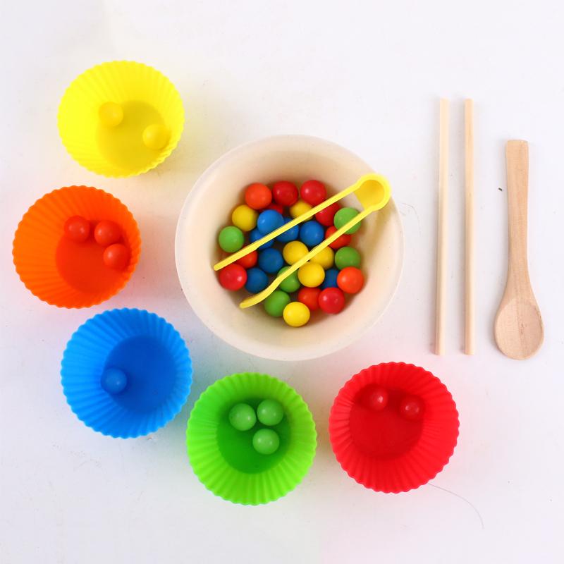Wooden Montessori Clip Beads Toy Fine Motor Training Color Sorting Matching Early Learning Educational Toys For Children Kids