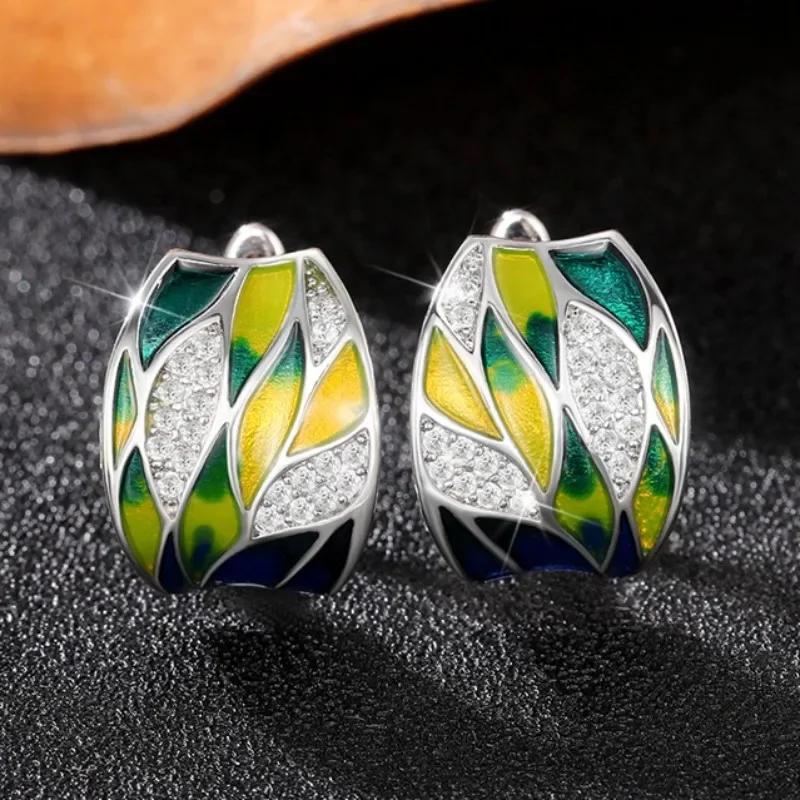 New Enamel Premium Earrings Anniversary Party Leaf Design Wholesale Jewelry Of Special Interest
