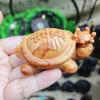Wooden Carved Champion Cute Turtle Handheld Piece-Solid Wood Carved Pet Cartoon Ornament Car Hanging Decoration