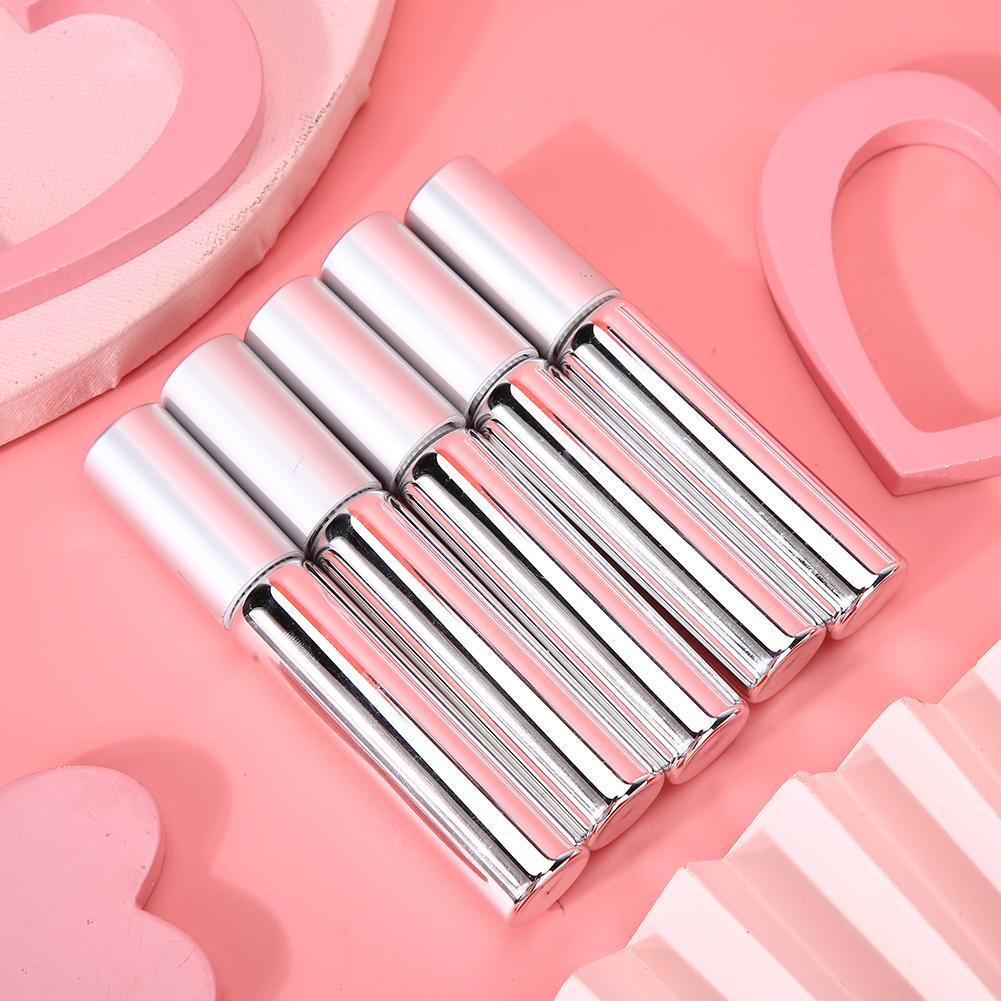 5pcs Empty Essential Oil Roller Ball Bottle Glass Perfume Dispenser ContainerSilver