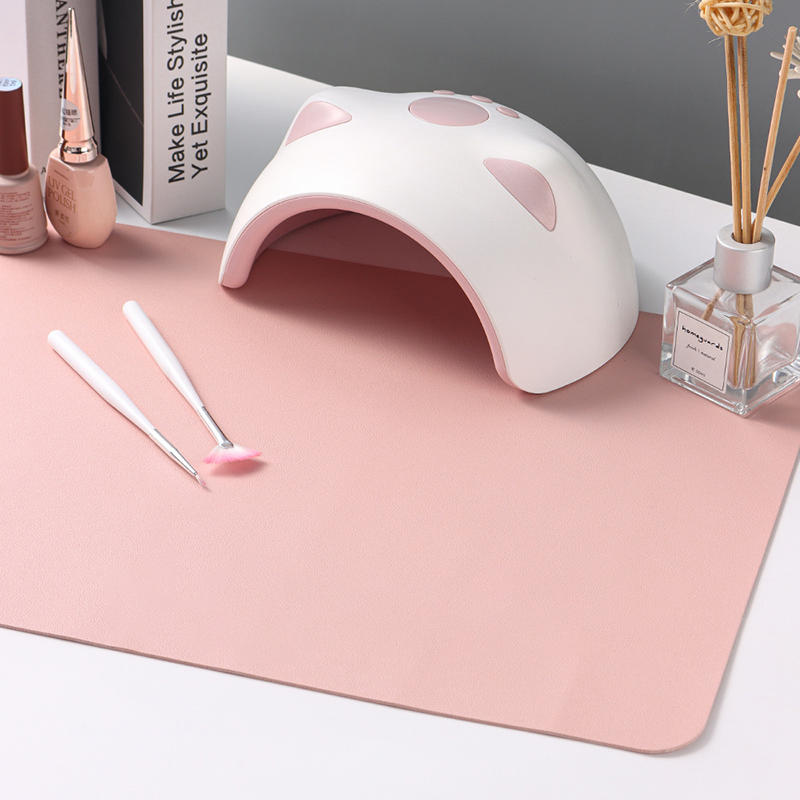 Non-Slip Leather Nail Art Mat Foldable Manicure Practice Pad Desktop Table Mat for Acrylic Gel Nail Polish Tools Accessories