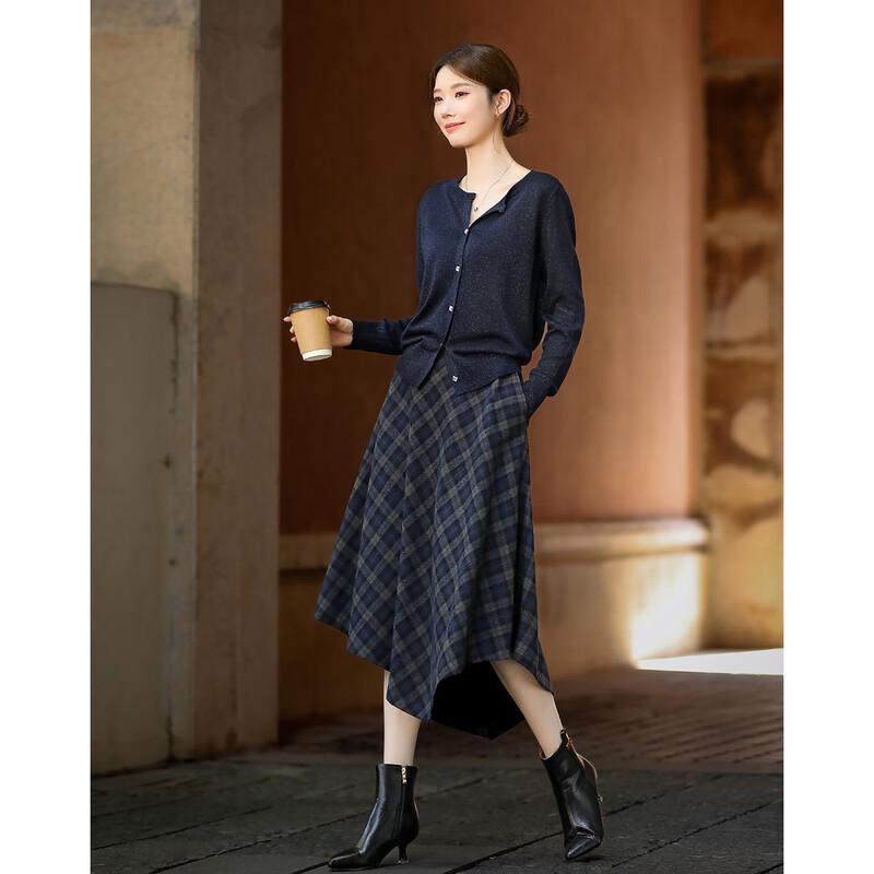 Women's Irregular Hem Plaid A-line Skirt