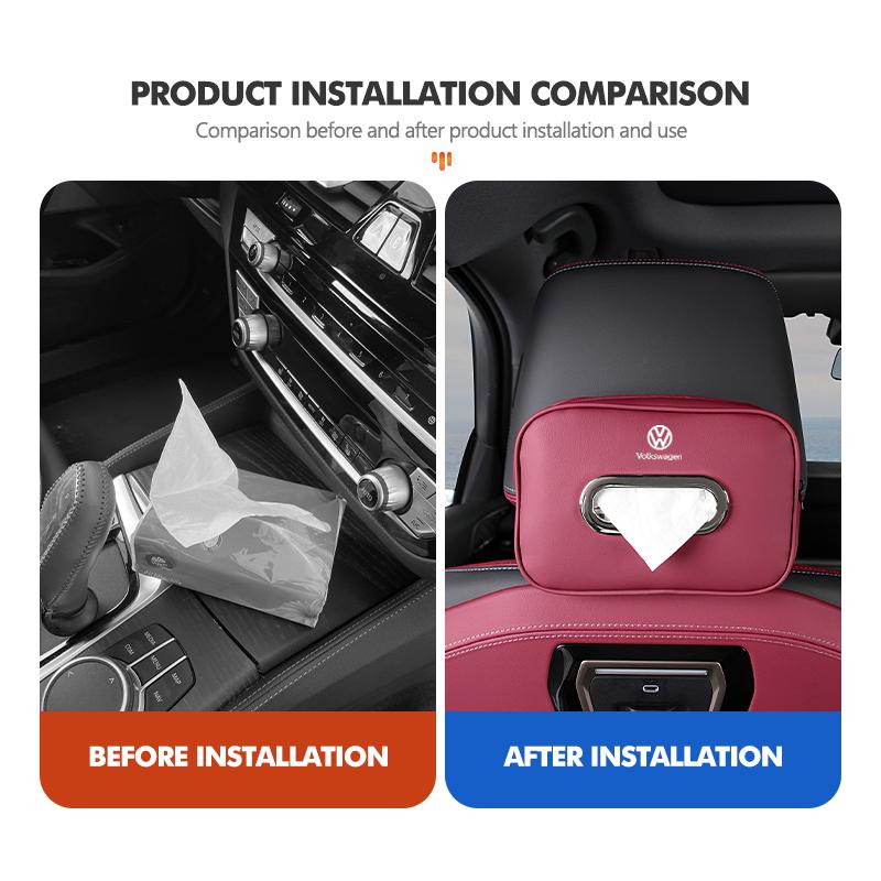 BAG1 Car Headrest Tissue Bag Leather Durable Tissue Storage Organizer For Volkswagen VW Polo Jetta Sagitar Magotan Passat B5 B6 B7 CC