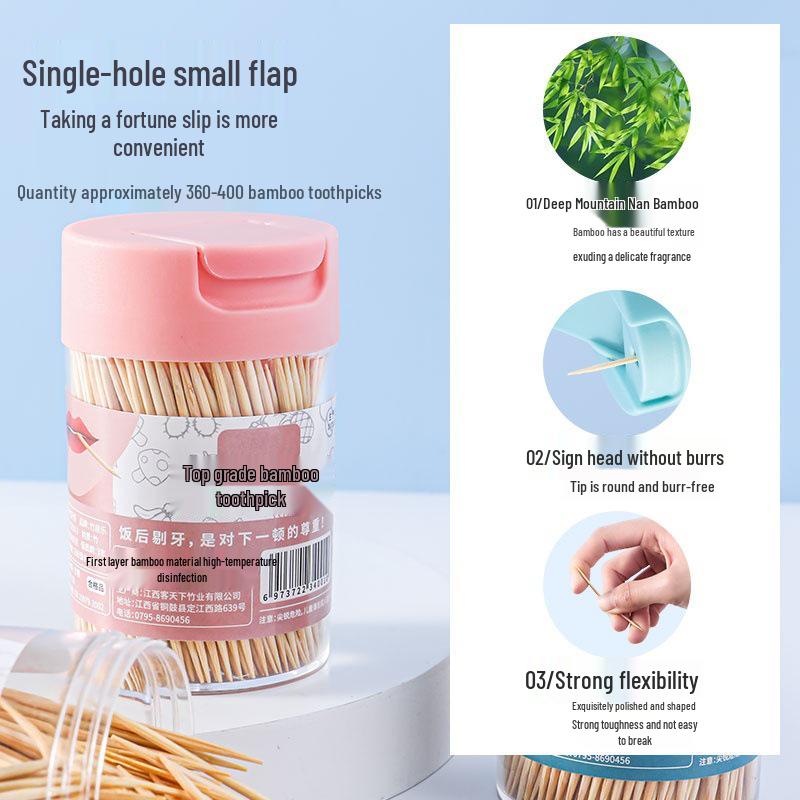 Bamboo Toothpick & Skewer Set - Portable Holder for Home, Hotel & Restaurant