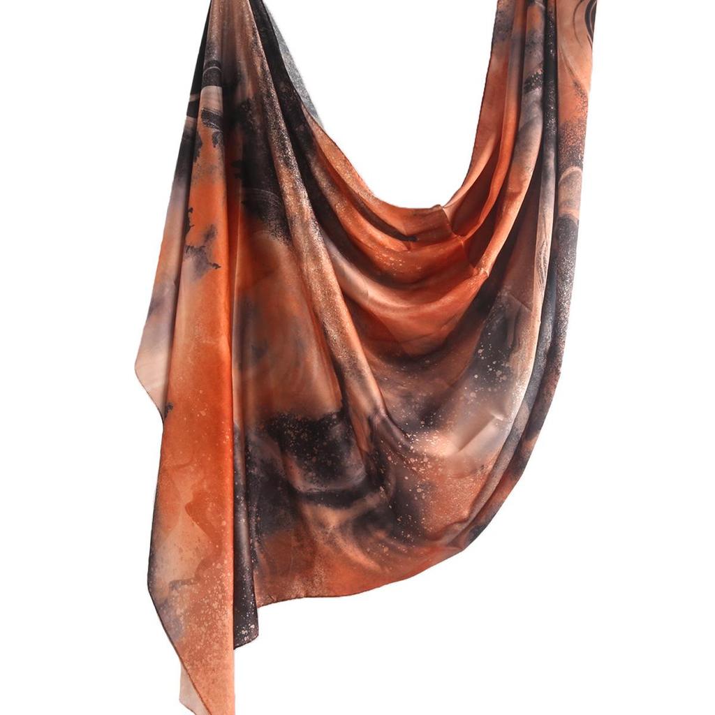 Silk Printed Ethnic Headscarf Shawl - 180x85cm