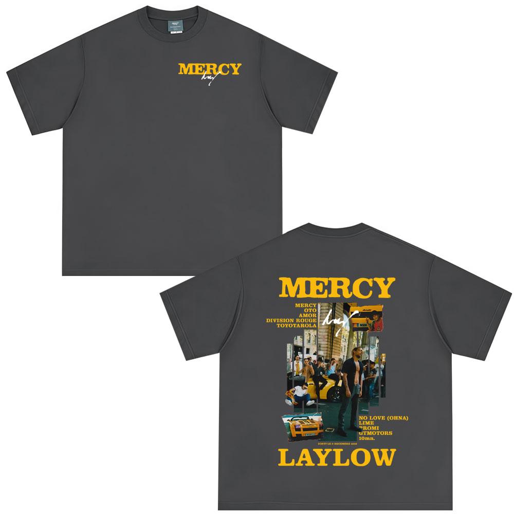 French Rapper Laylow Mercy Graphic Print T Shirts Unisex Women Hip Hop Fashion Pop Music Tshirts Vintage Tees Oversized Streetwear