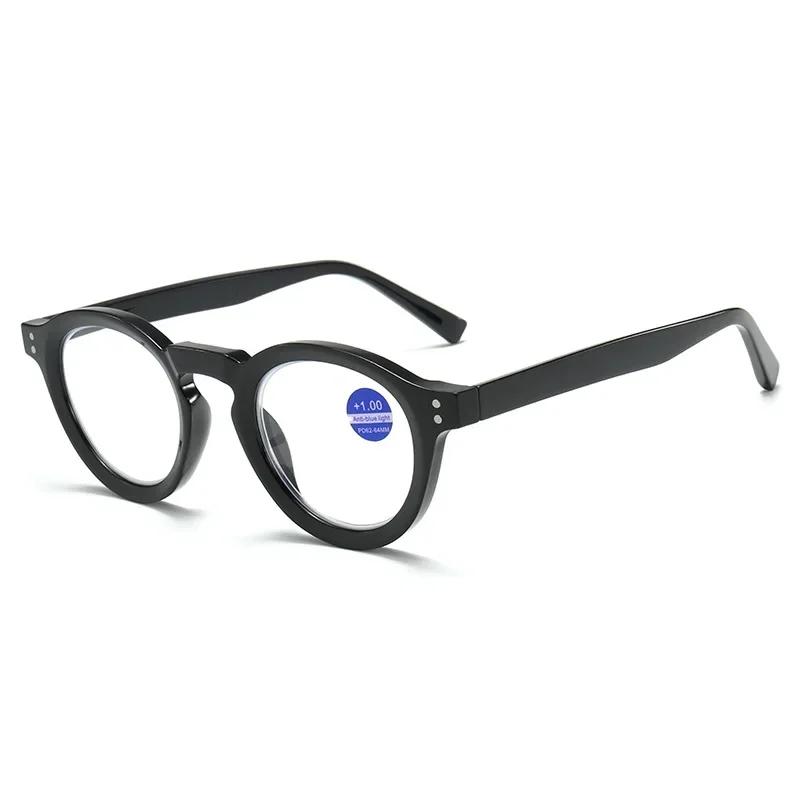 Women Men Luxury Reading Glasses Trendy Retro Blue Light Blocking Presbyopia Unisex Round Frame Ultralight Hyperopia Eyeglasses