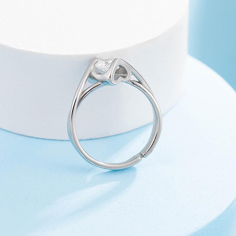 Angel Kiss Heart Simulation Diamond Moissanite Ring Simple Fashion Ring Live Adjustable Women'S Jewelry Premium