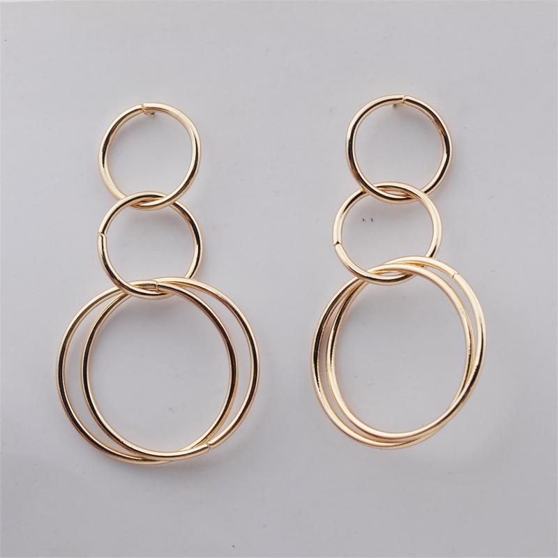 Three Circle Big Round Loop Simple Drop Earrings for Women Geometric Wedding Party Jewelry Christmas Girl Friend Gift