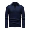 Men's European-American Half-Zip Solid Color Knit Sweater with Vertical Stripes